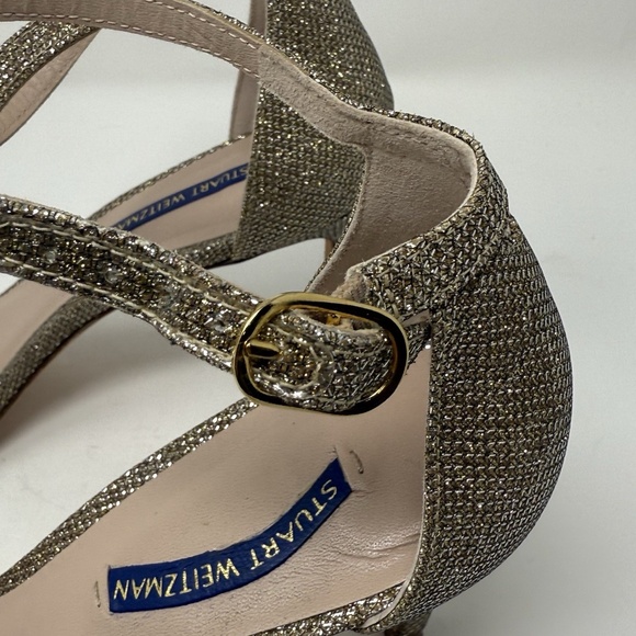 Stuart Weitzman Nudist Gold Glitter Sandals Heels Women’s Size 11 EUC - Picture 5 of 15